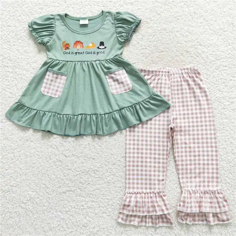 

new styles popular Thanksgiving Turkey Sets pockets girls fall outfits Boutique Wholesale pants kids clothing children's clothes