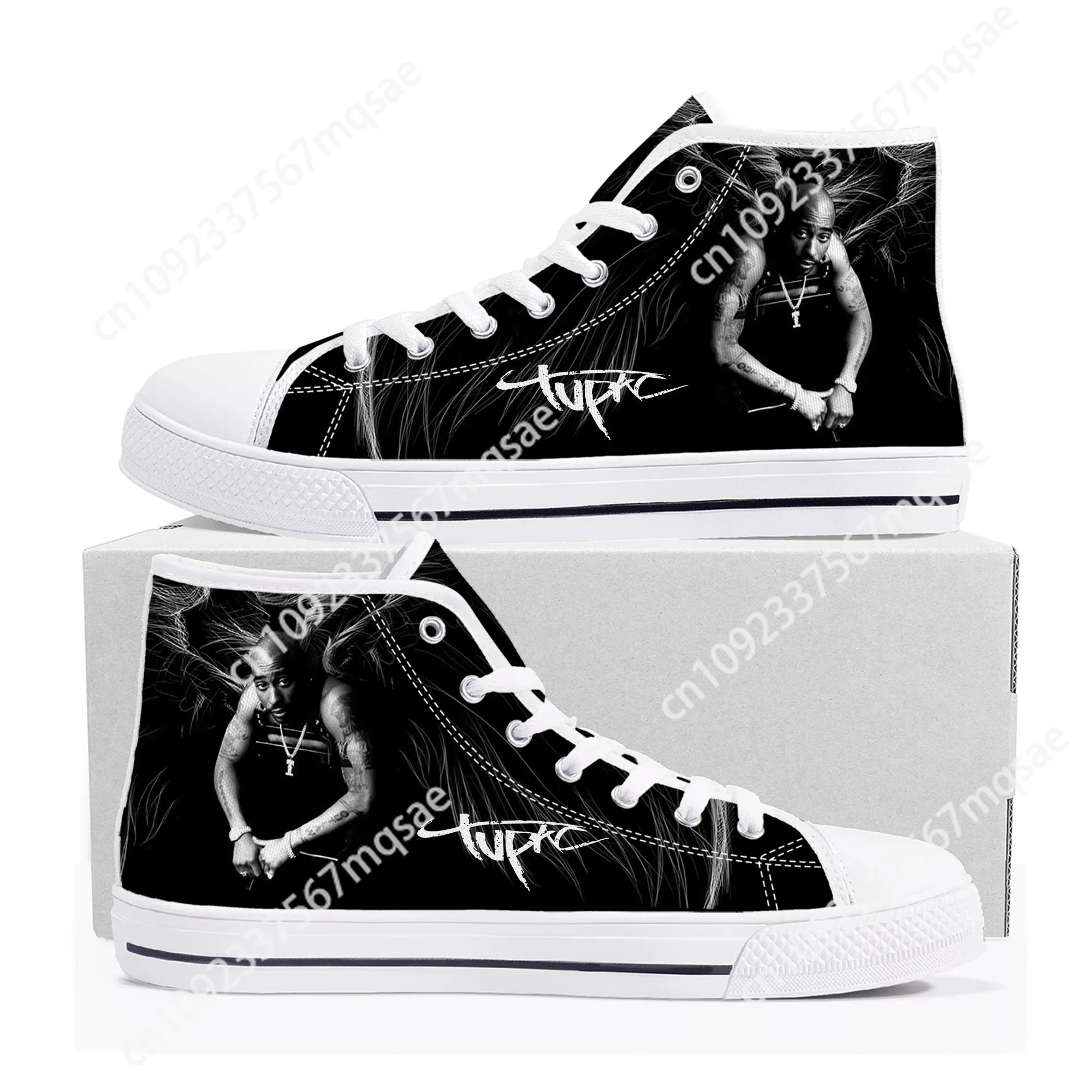 

Rap 2Pac Tupac High Top High Quality Sneakers Mens Womens Teenager Canvas Sneaker All Eyez on Me Casual Couple Shoes Custom Shoe