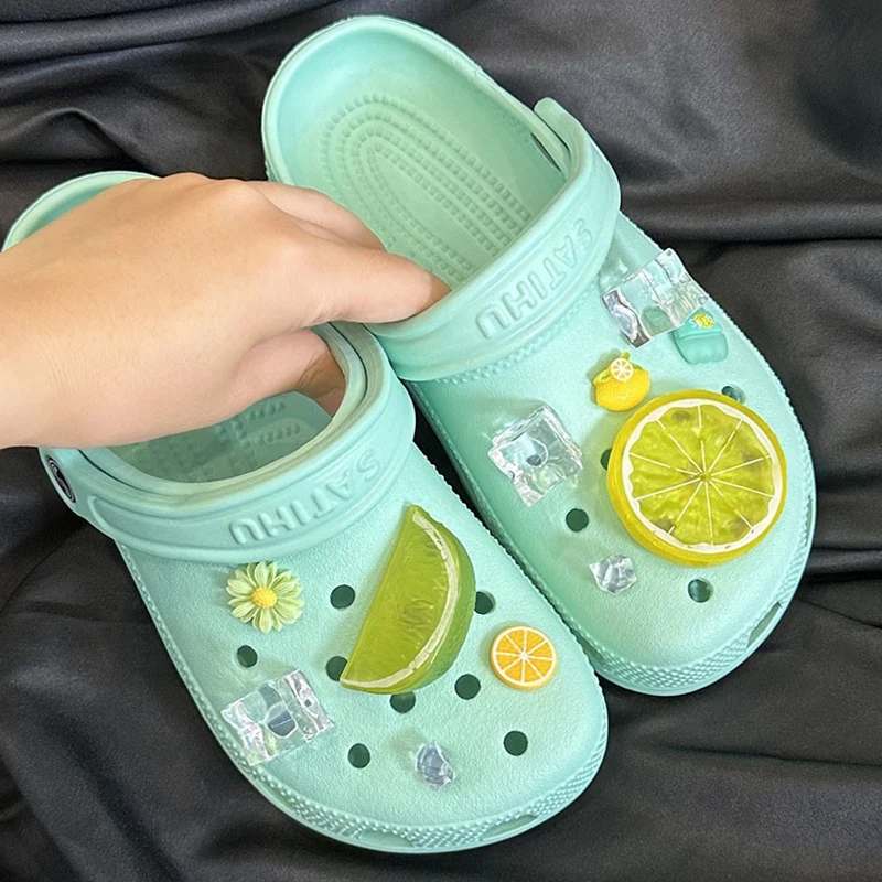 NEW Fashion 3D Fruit Shoe Charms Set Summer Refreshing Lemon Advanced Shoe Decorations DIY Detachable Buckle Shoes Acce