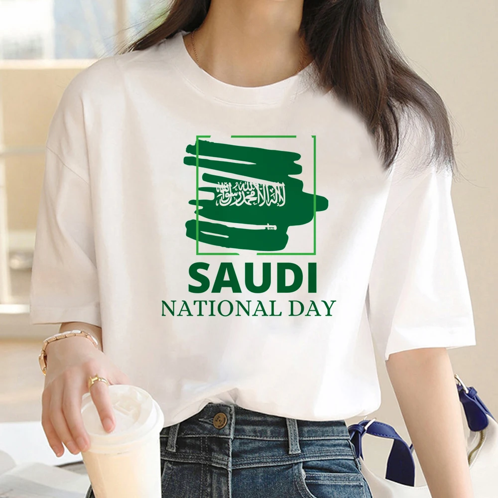 Saudi National Day tshirt women Y2K manga Japanese Tee girl funny clothes