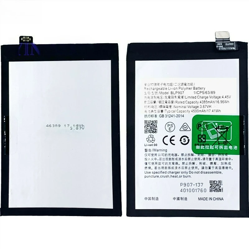 High Quality BLP907 Mobile Phone Battery 3.87V 4500mAh for OPPO Reno 7Z/Reno 8 4G/8Z/8 LITE 5G Brand New Replacement Battery