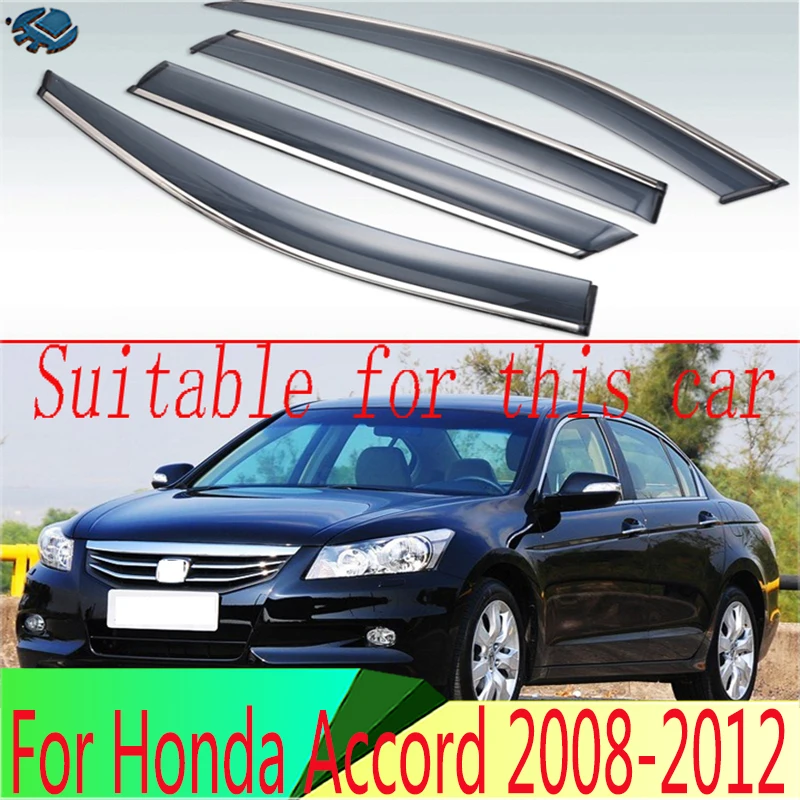 For Honda Accord 2008-2012 Plastic Exterior Visor Vent Shades Window Sun Rain Guard Deflector 4pcs