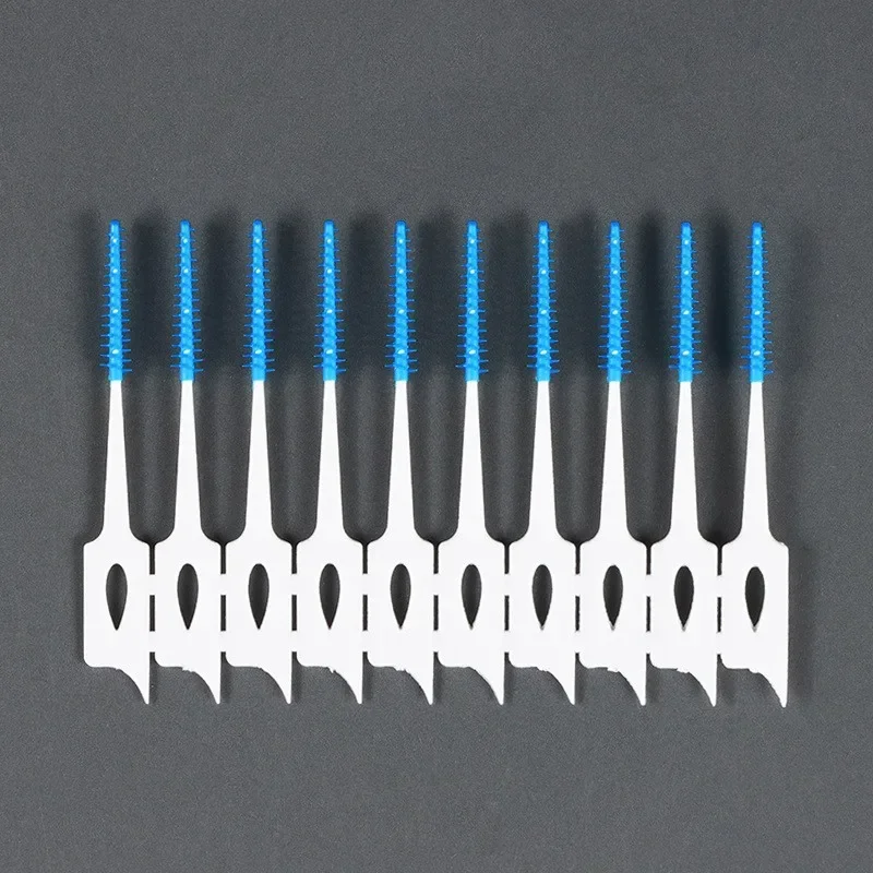 100pcs Silicone Head Dental Floss Pick Between Toothpicks Soft Elastic Massage Oral Care Deep Clean Brush Ultra-fine Stick Brush