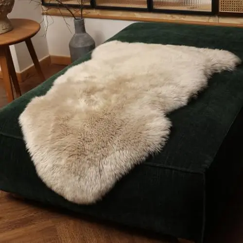 Genuine Australian Sheepskin Rug 2 Ft x 3 Ft Gray Fluffy Real Lambskin Throw - Handmade Wool Area Rug for Sofa Bedroom Kids Room