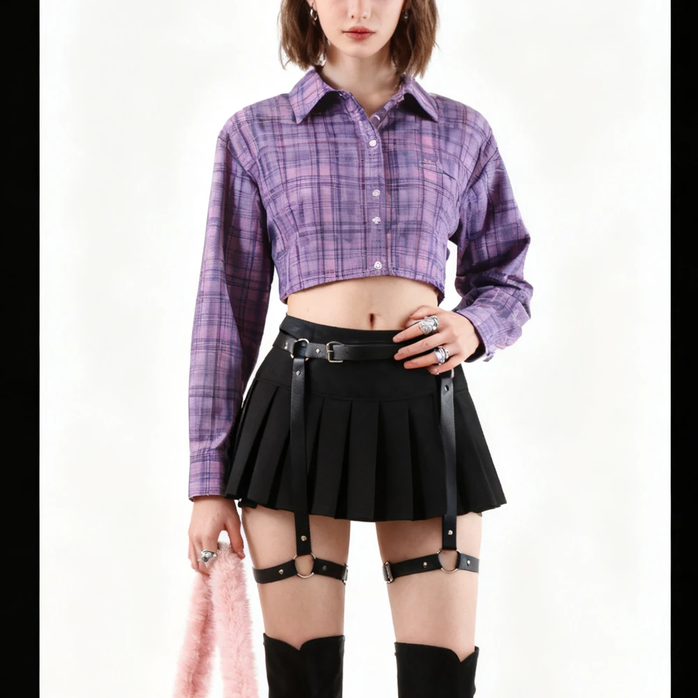 

Подвязка Y2K в стиле ретро в стиле панк | Регулируемая подвязка на бедро из искусственной кожи | Женский джинсовый пояс с декором