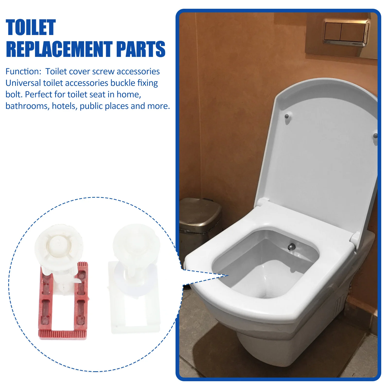 

6 set Seat Screws Plastic Replacement Bolts For Toilet Lid Fixings Durable Rust-Proof Easy Install Toilet Seat Fixings