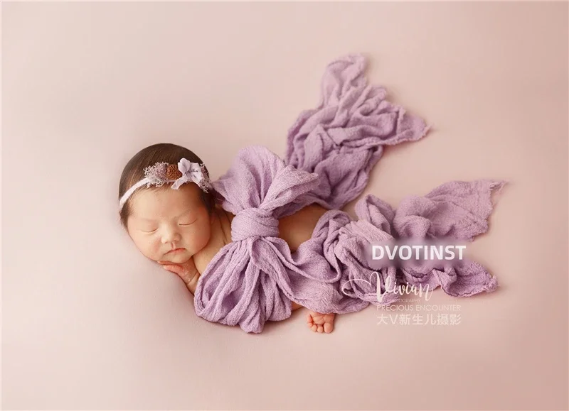 Newborn Baby Photography Props Knitting Blue Plush Ball Hat Cotton Background Blanket Purple Theme Set Studio Shoot Photo Props