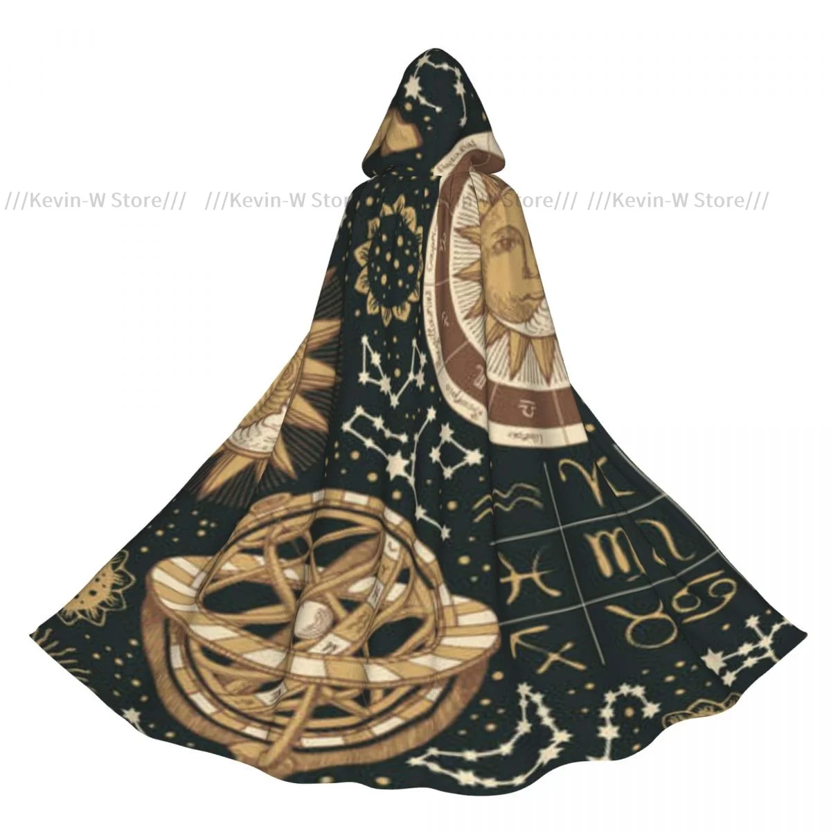 

Unisex Witch Party Reversible Hooded Adult Vampires Cape Cloak Vintage Sun Moon Stars