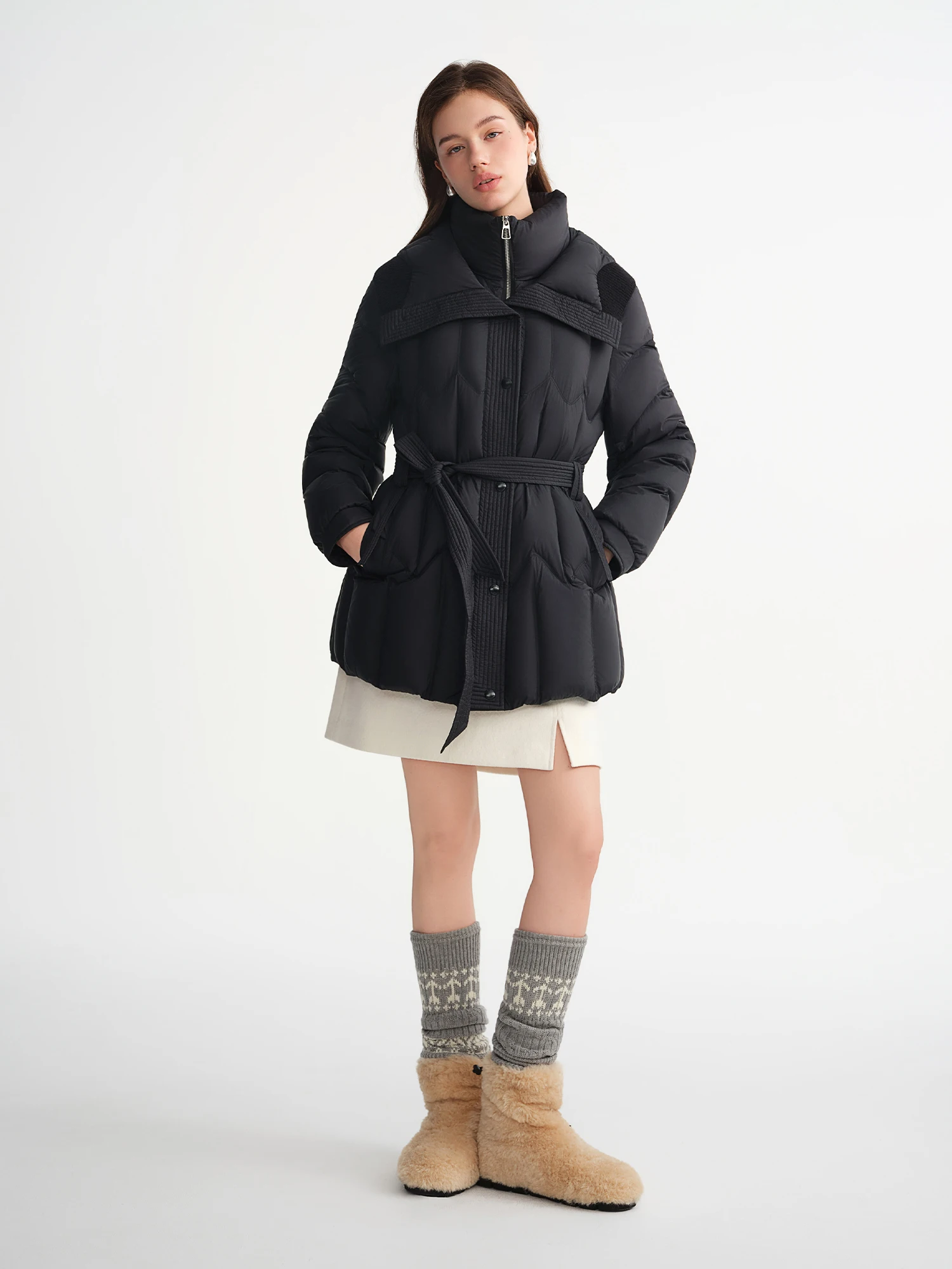 DUSHU Plus Size 2025 Vrouwen Tweedelige Stijl Splicing Gewatteerde 90% Duck Down Jas Winter Warm Stand Kraag Korte Puffer jas