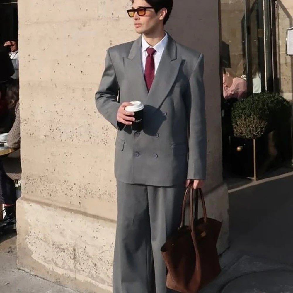 

Deep Gray Men's Double Breasted Suit 2 Piece(Jacket+Pants) Set Formal Business Wedding Blazer Classic Shopping Office Outfit