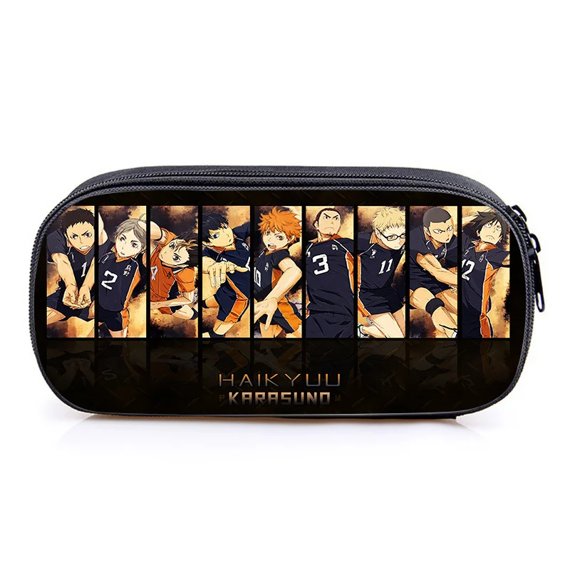 Haikyuu Pencil Case Anime Karasuno Nekoma Student Pen Bag Cartoon Stationery Storage Pouch School Office Supplies Accessories