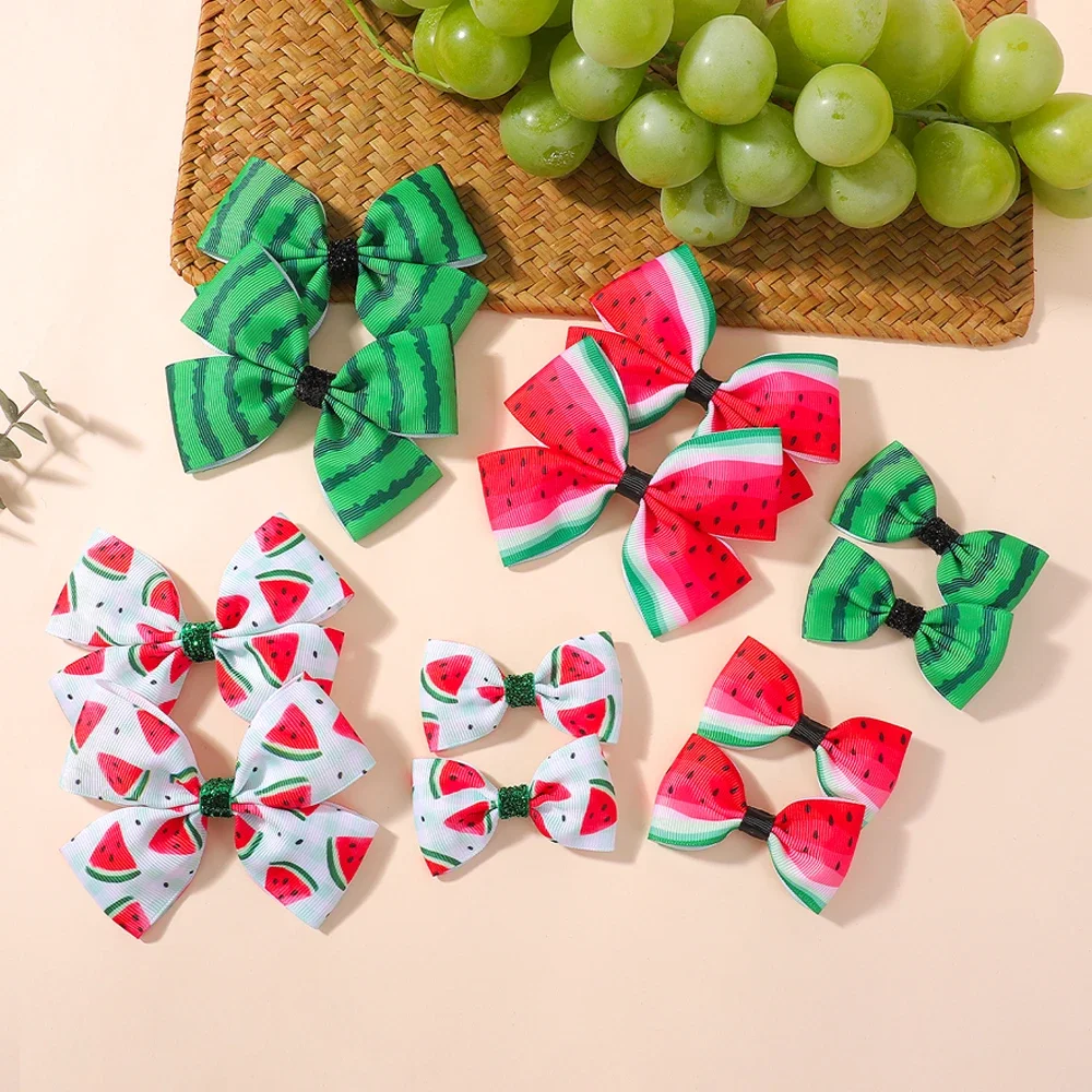 

20pcs/set Sweet Watermelon Hair Bows Clips for Girls 2025 Summer Colorful Ribbon Barrettes Hairpins Headwear Hair Accessories