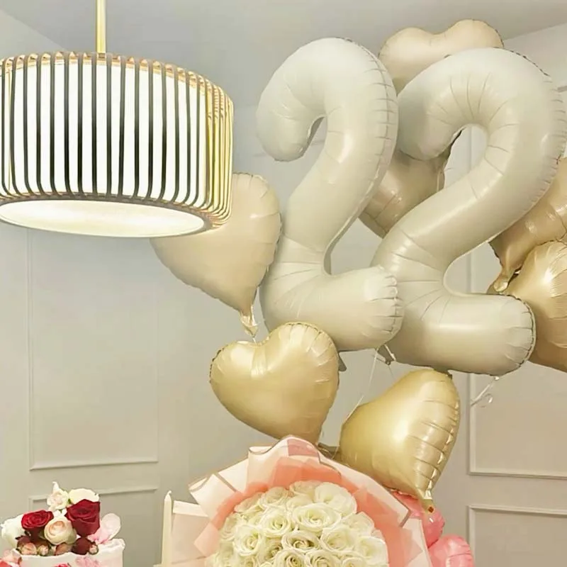32 Zoll cremefarbene Karamell-Olivgrüne olivgrüne Folienballons 0 1 2 3 4 5 6 7 8 9 Kugeln Hochzeit Geburtstag Party Dekor Babyparty – Detail 4