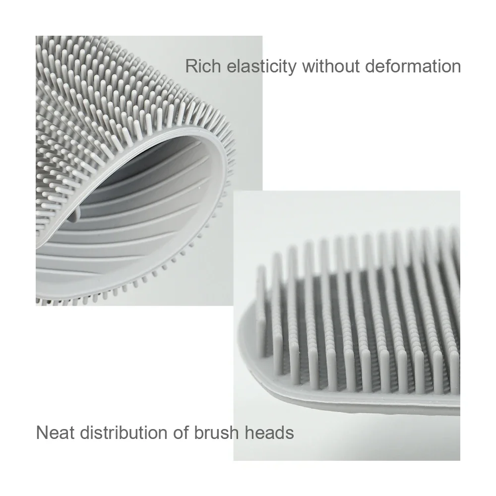 Exfoliating Silicone Brush Cleanser No Slip Bathroom Accessories Bath Brush Handle Body Scrubber Cleans and Massages Skin
