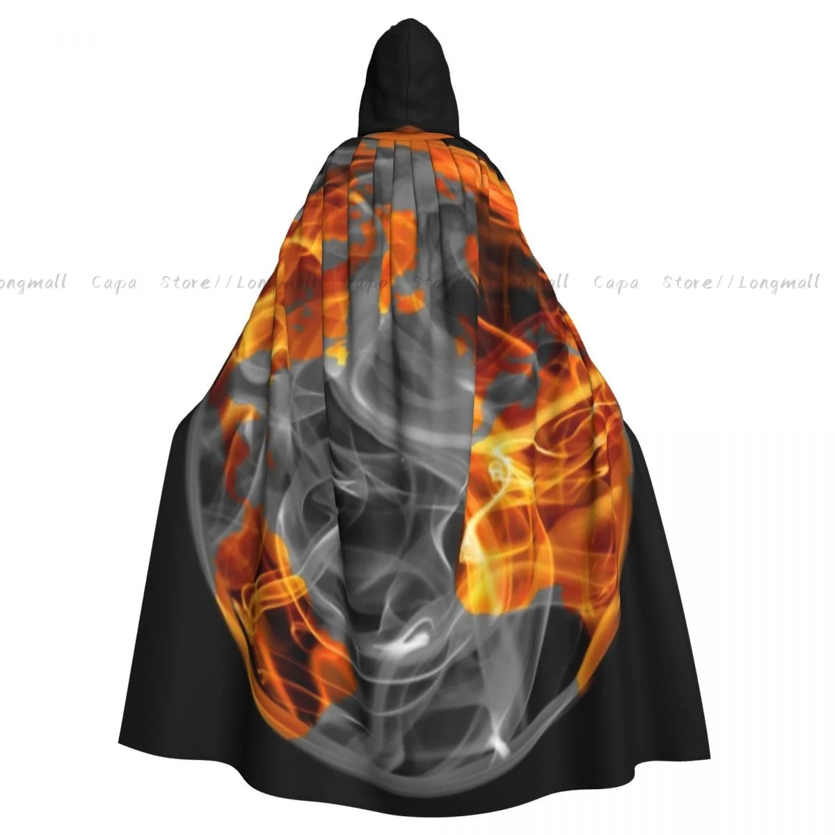 

World Globe In Fire Cloak Hooded Cosplay Costume Halloween Adult Long Party Cape