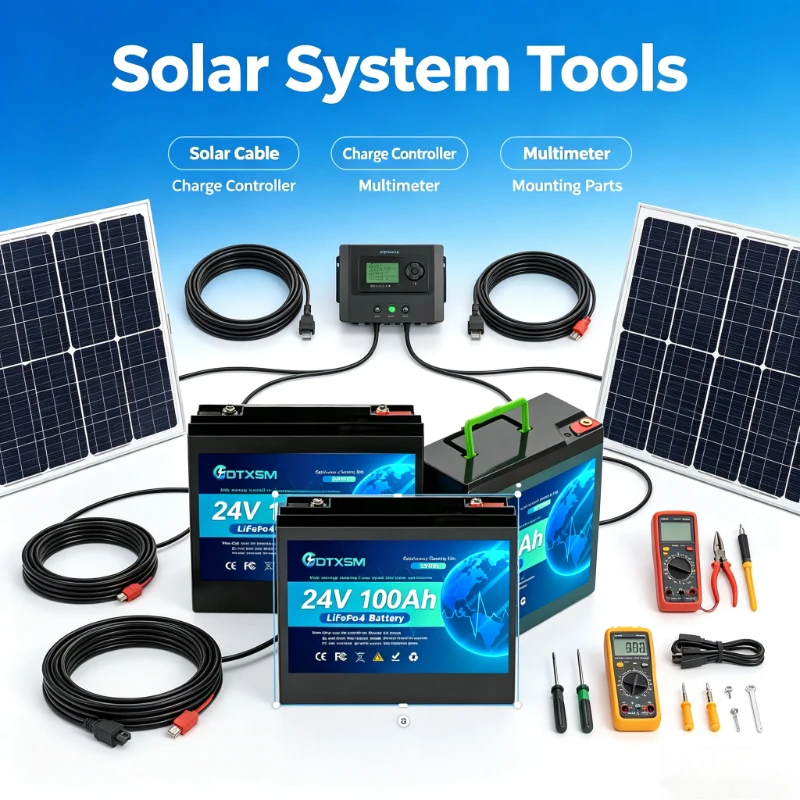 with 120A BMS 24V 32700 LiFePO4 Battery 100Ah/120Ah 8000+ Deep Cycles Power Display for RV Solar Storage Boat Power Supply