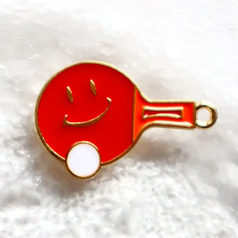 10PCS Ping-Pong Racquet Alloy Enamel Pendant Cute Cartoon Charm Sport Smile DIY Necklace Earring Bracelet Keychain Accessories