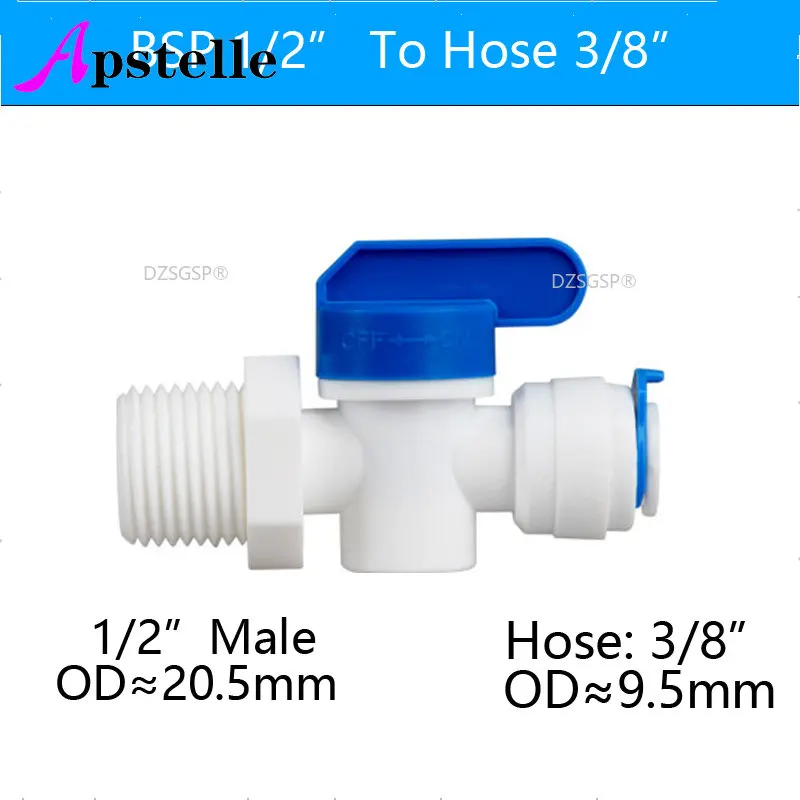 APSTELLE OD Hose Male Thread Quick Connect RO Water Straight Fittings Plastic Ball Valve Reveser Osmosis Fitting