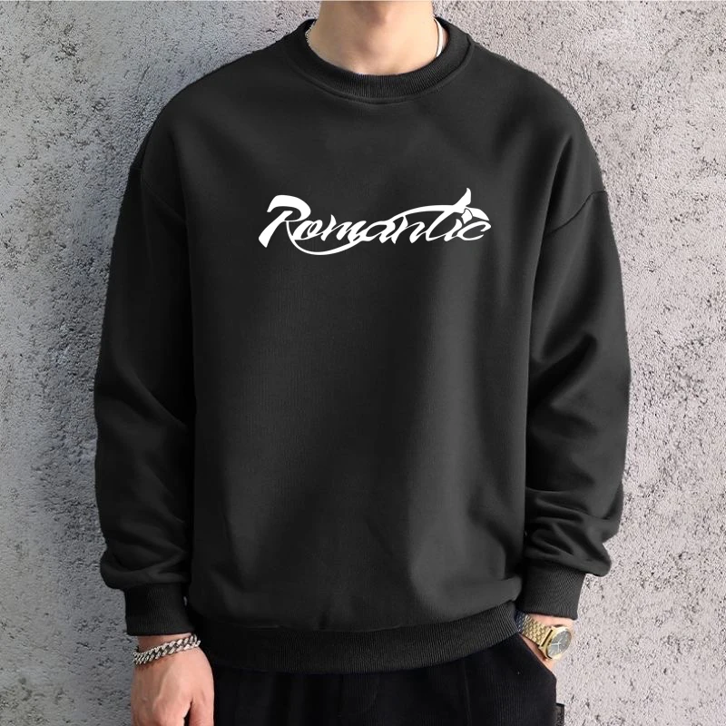 Men Oversized White Graphic Sweatshirts Hoodied M Printed Long Sleeve T-shirt Cotton Hiphop Tees Sports Top Men Clothing