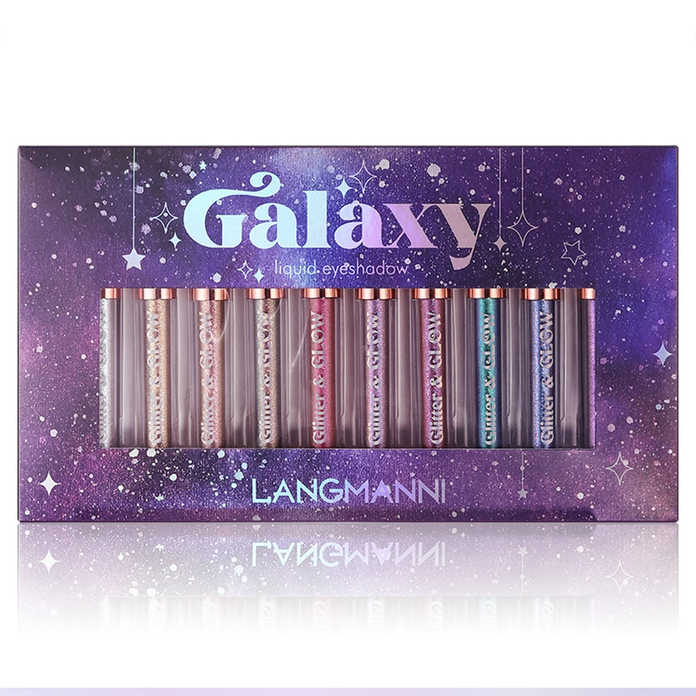 10 Colors Glitter Liquid Eyeshadow Set Long Lasting Smudge-proof Eyeshadow Liquid Shiny Liquid Eyeshadow Set