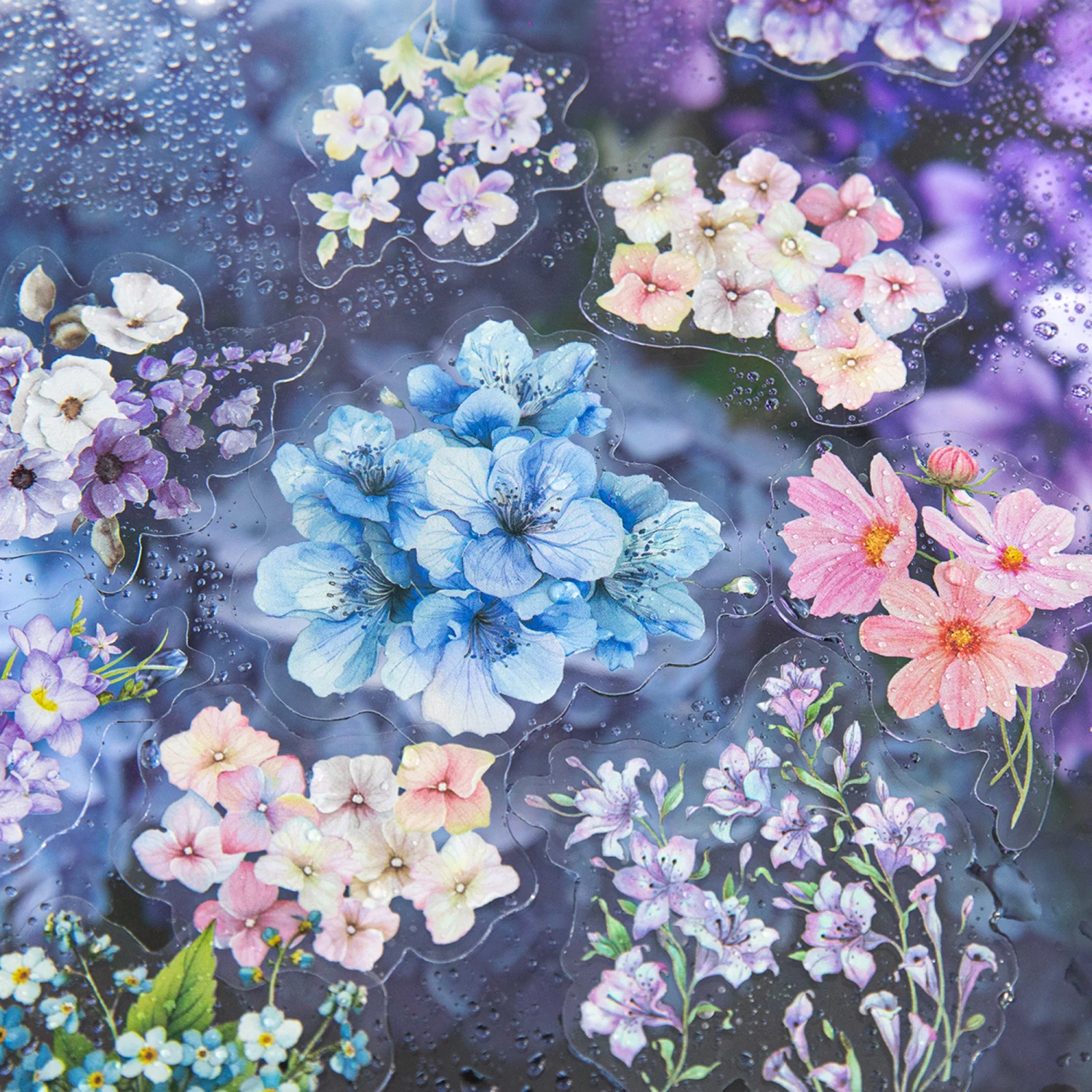 

40 Pcs Fresh Flower PET Sticker Pack Aesthetic Hand Accounting Transparent Decoration Scrapbooking Stationery Supplies for Kids