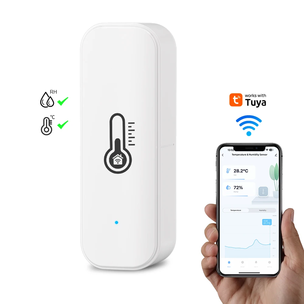Indoor Thermostat Temperature Detector Outdoor Wifi Temperature and Humidity Sensor With Smart Life APP for Greenhouse