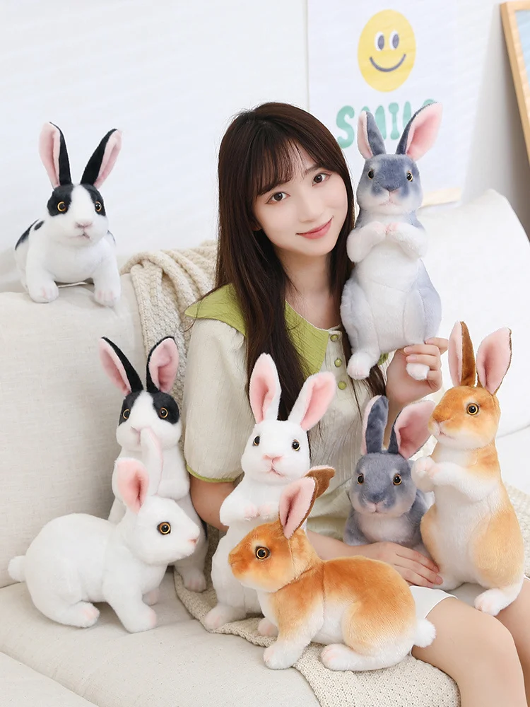 20 cm Simulation Niedlichen Kaninchen Plüsch Fell Realistische Kawaii Tier Osterhase Kaninchen Spielzeug Modell Geschenk Hause Dekoration – Detail 8