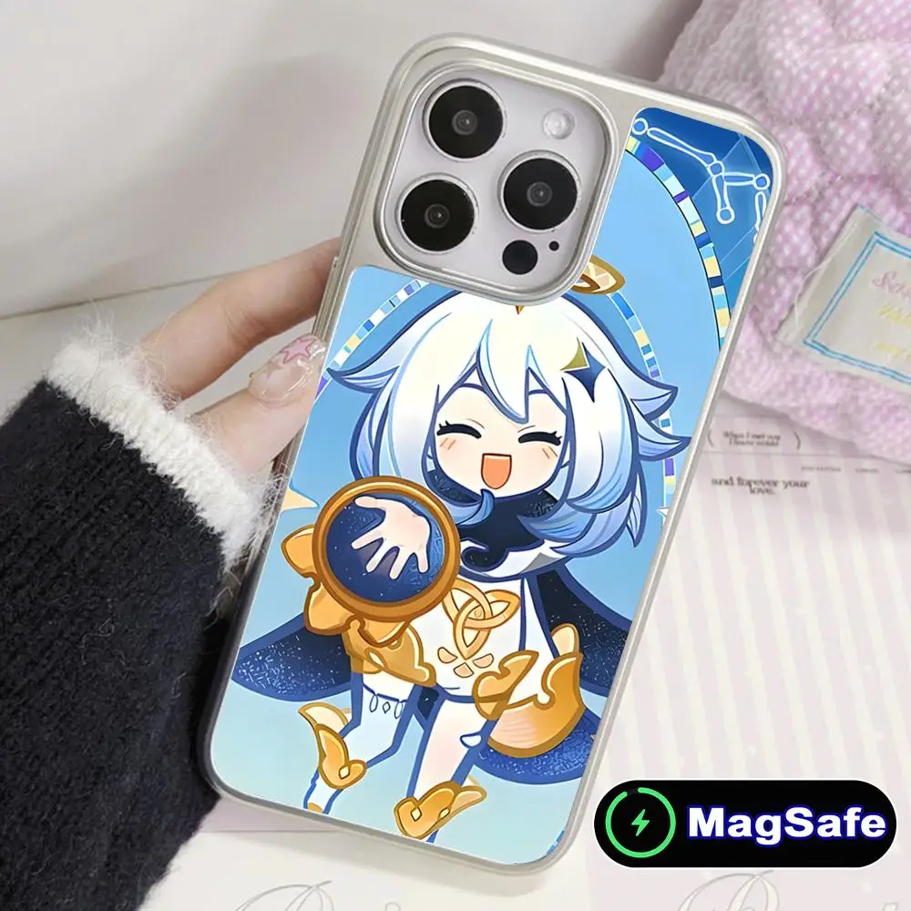 

Чехол для мобильного телефона Game GI Paimon с серебряным покрытием Magsafe для iPhone 17 16 15 14 13 12 11 Air Pro Max Plus, цветной