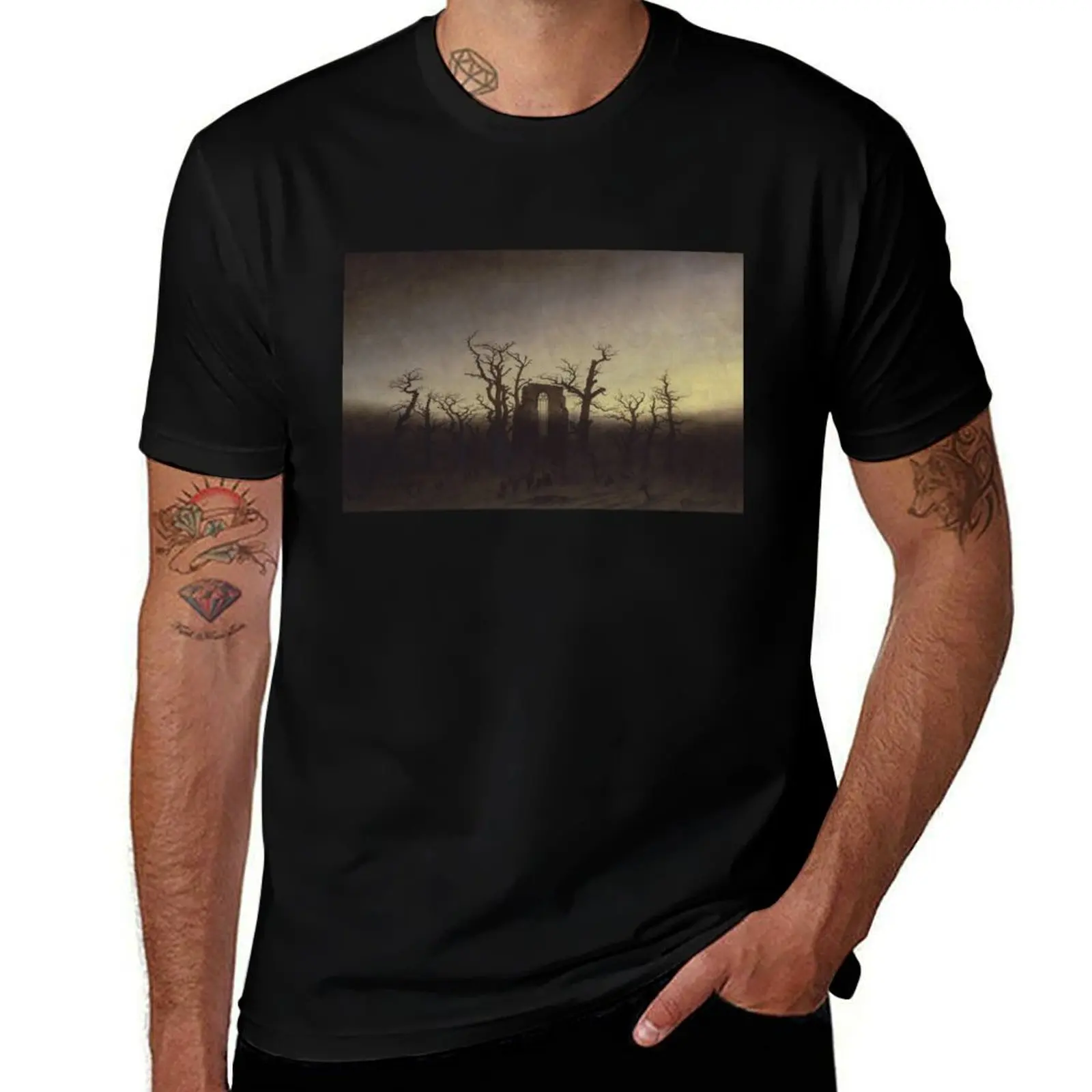 The Abbey in the Oakwood - Caspar David Friedrich T-Shirt oversized t shirt customs summer top anime shirts men