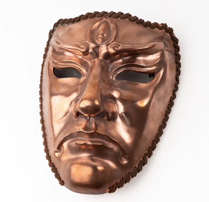 หน้ากากเอ๋อร์หลางเสินในตำนานจีนโบราณ ทำจากทองแดง ตอกด้วยมือ