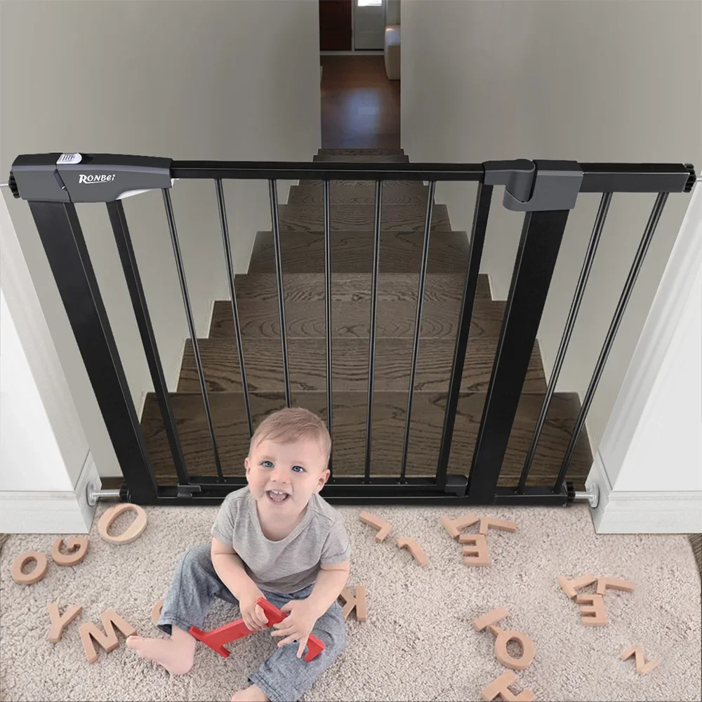 

Factory Price in Stock White Black Brown Gray Main Gate Extra Wide Baby Gates Baby Barrier Gate