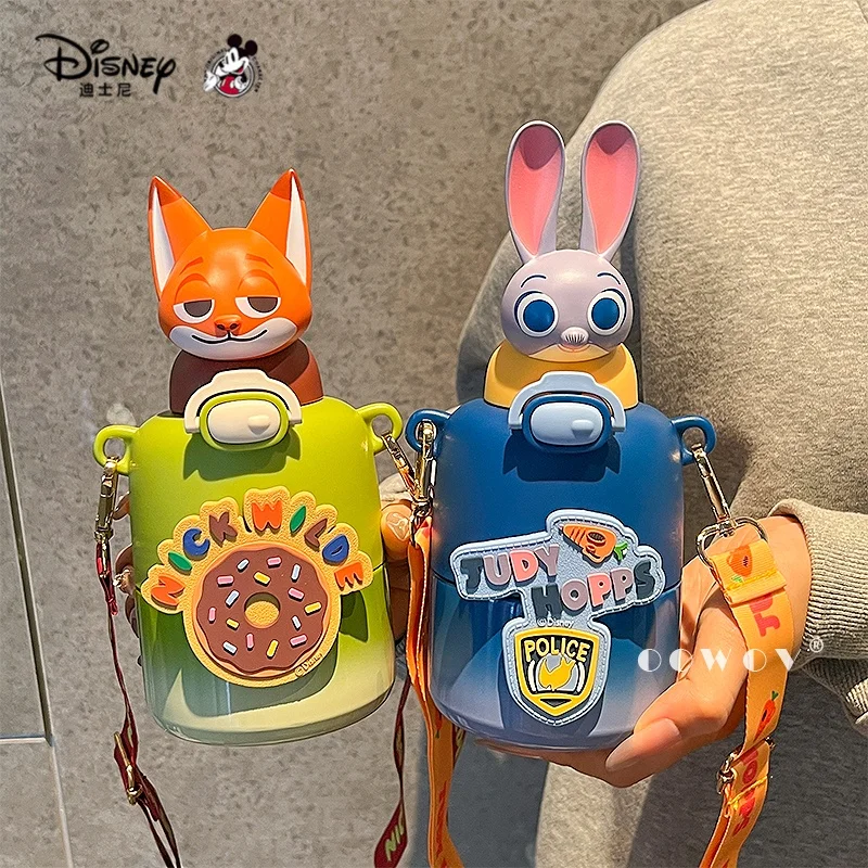 

Zootopia Nick Judy Thermos Water Cup with School Straps for Students Boys Girls Cartoon Character Kettle Beverage Insulation