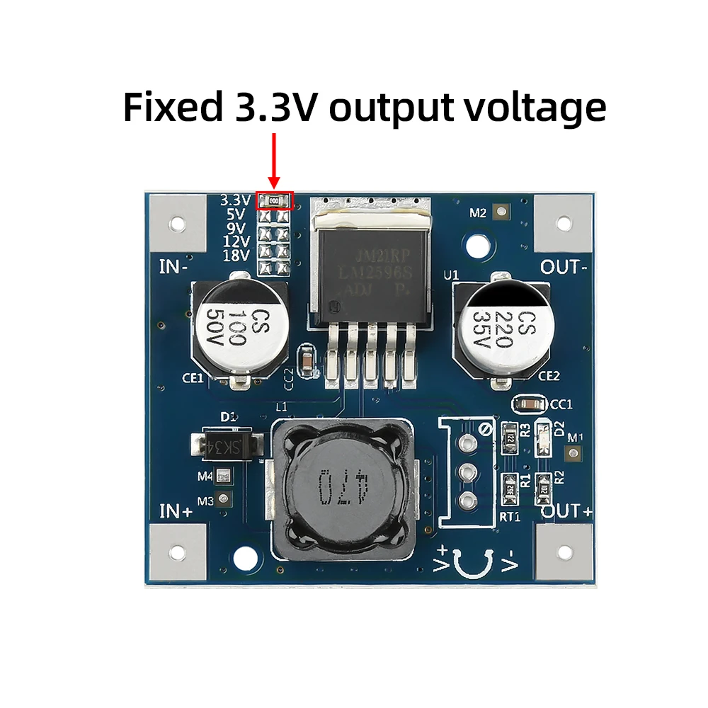 LM2596 전자 프로젝트용 DC 3-40V ~ 3.3V/5V/9V/12V/18V DC1.5-35V 전압 변환기를 조정하는 스텝다운 전원 모듈