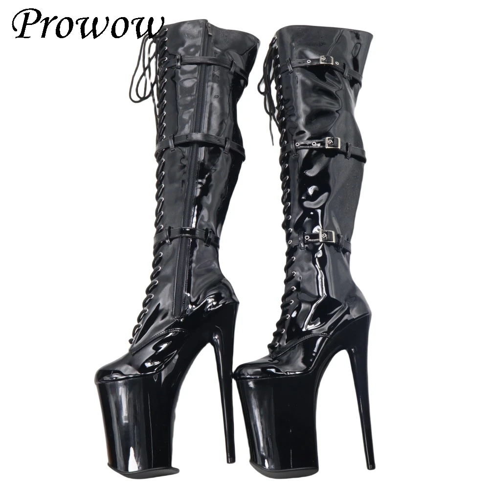 ملهى ليلي عالي الكعب كعب رفيع منصة مستديرة الرأس فوق الركبة عالية الفخذ أحذية عالية أحذية النساء Zapatos Mujer #1