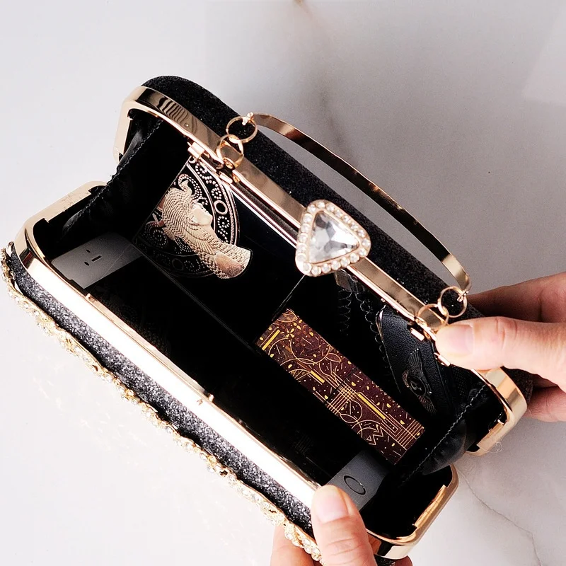 Elegancka torebka wieczorowa z kwiatowym wzorem i dżetami, ślubna torebka, torebka dla panny młodej, transgraniczna, modna torebka damska, trend uliczny, twarda...