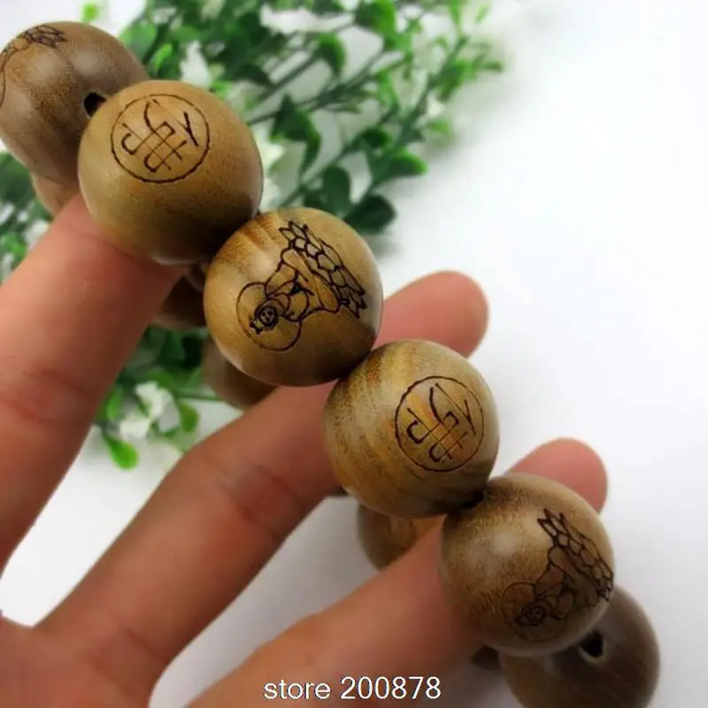 Buddhist GuanYin FO Buddha Prayer Malas Green Sandalwood Beaded Bracelets 10mm 12mm 15mm 18mm 20mm BRO864