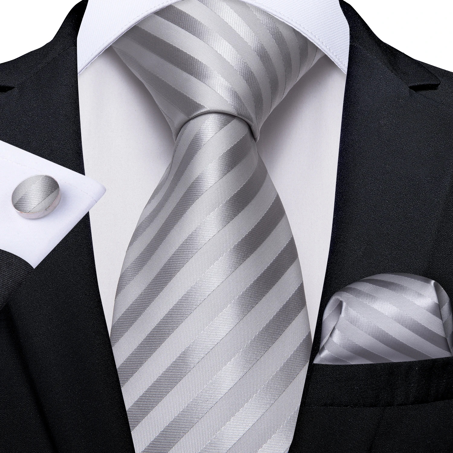 เนคไทสีขาวเงินลายแอปริคอตสำหรั - Cufflinks Silver Set บทวิจารณ์และราคา