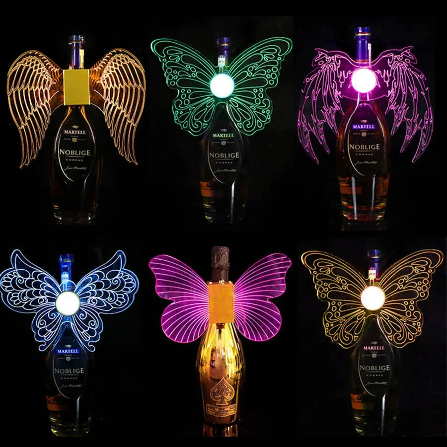 Glow Demon Butterfly Angel Devil Wings Led Champagne Topper Strobe Baton LED VIP Bottle Service Sparkler Light For Nightclubs