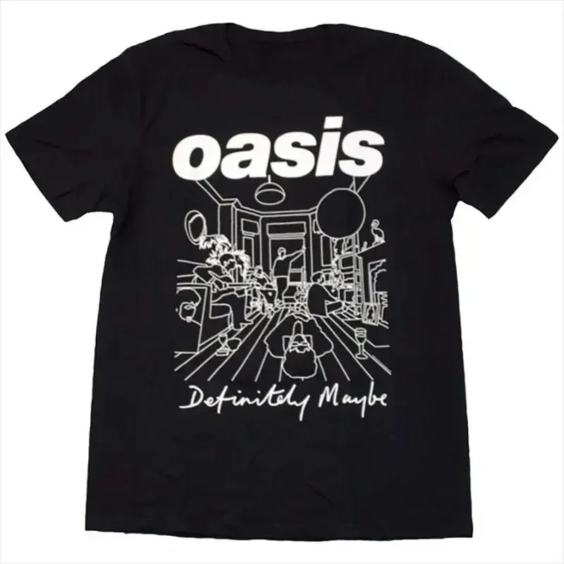 

European and American Trendy Brand Oasis Oasis Band Rock Music Retro Casual Men Pure Cotton Loose American Short-sleeved T-shirt