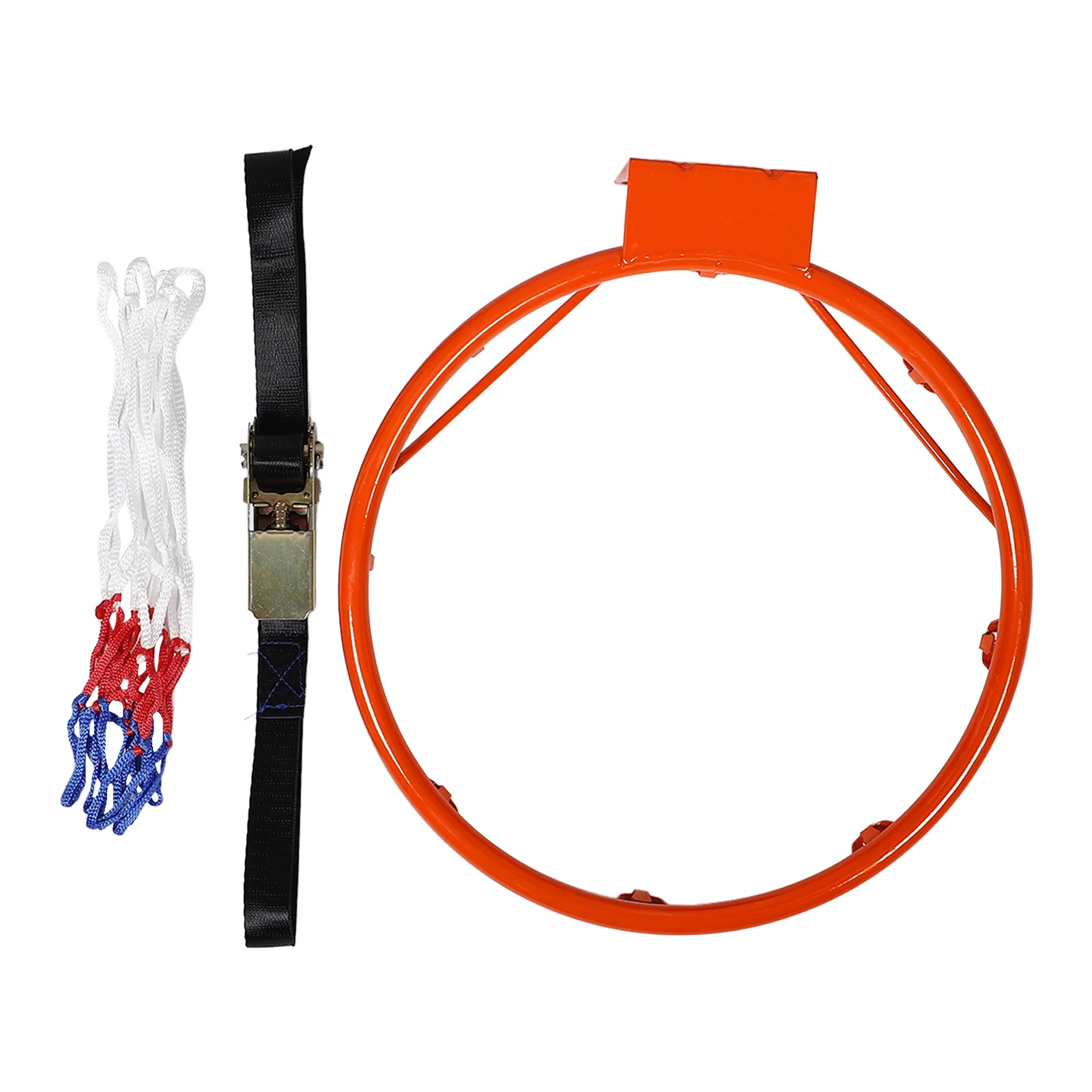 ห่วงบาสเก็ตบอลในร่มและกลางแจ้งสำหรับผู้ใหญ่ ไม่ต้องเจาะ ติดตั้งง่าย น้ำหนักเบา ทนทาน ขอบเหล็ก ติดผนัง ตาข่ายสีส้ม พกพาสะดวก แบบกลวง