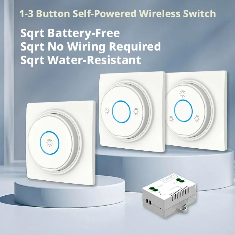 

Self-Powered Wireless Switch No Wiring Single/Double Control Acrylic Panel Light Switch Self-Generating Remote Control Switch
