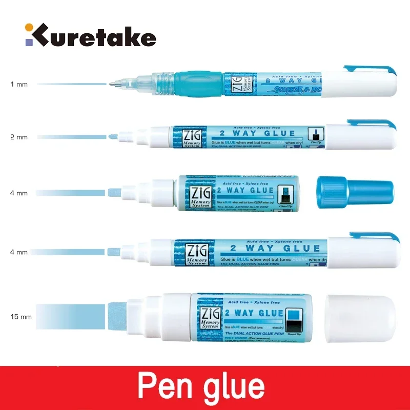 

1 PC ZIG Kuretake Memory System 2 Way Glue Pens Environmental Adhesives DIY Hand Work Pen Office School Supply