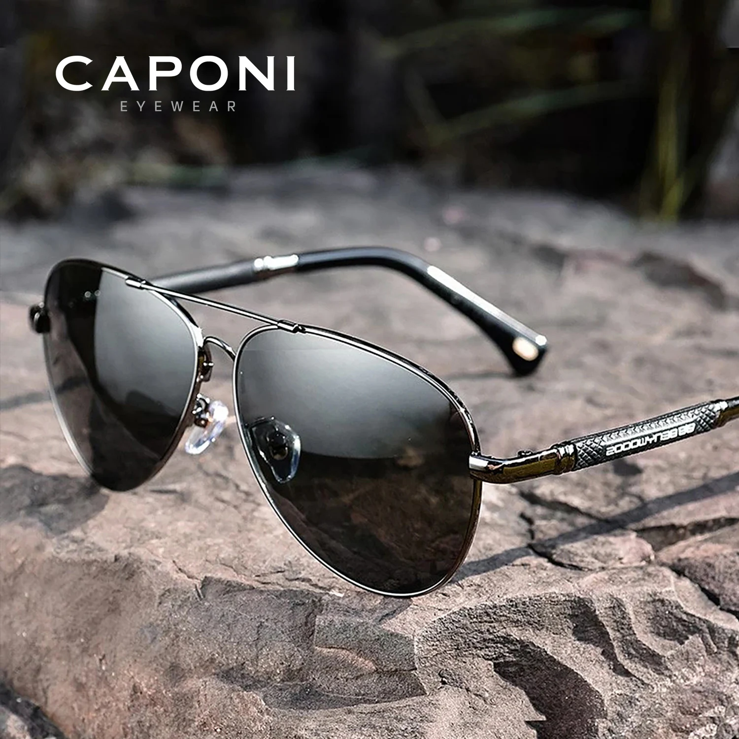 

CAPONI Поляризованные солнцезащитные очки для мужчин Pilot Avation, классические брендовые дизайнерские солнцезащитные очки, стекла из материала es, черные оттенки для мужчин CP9812
