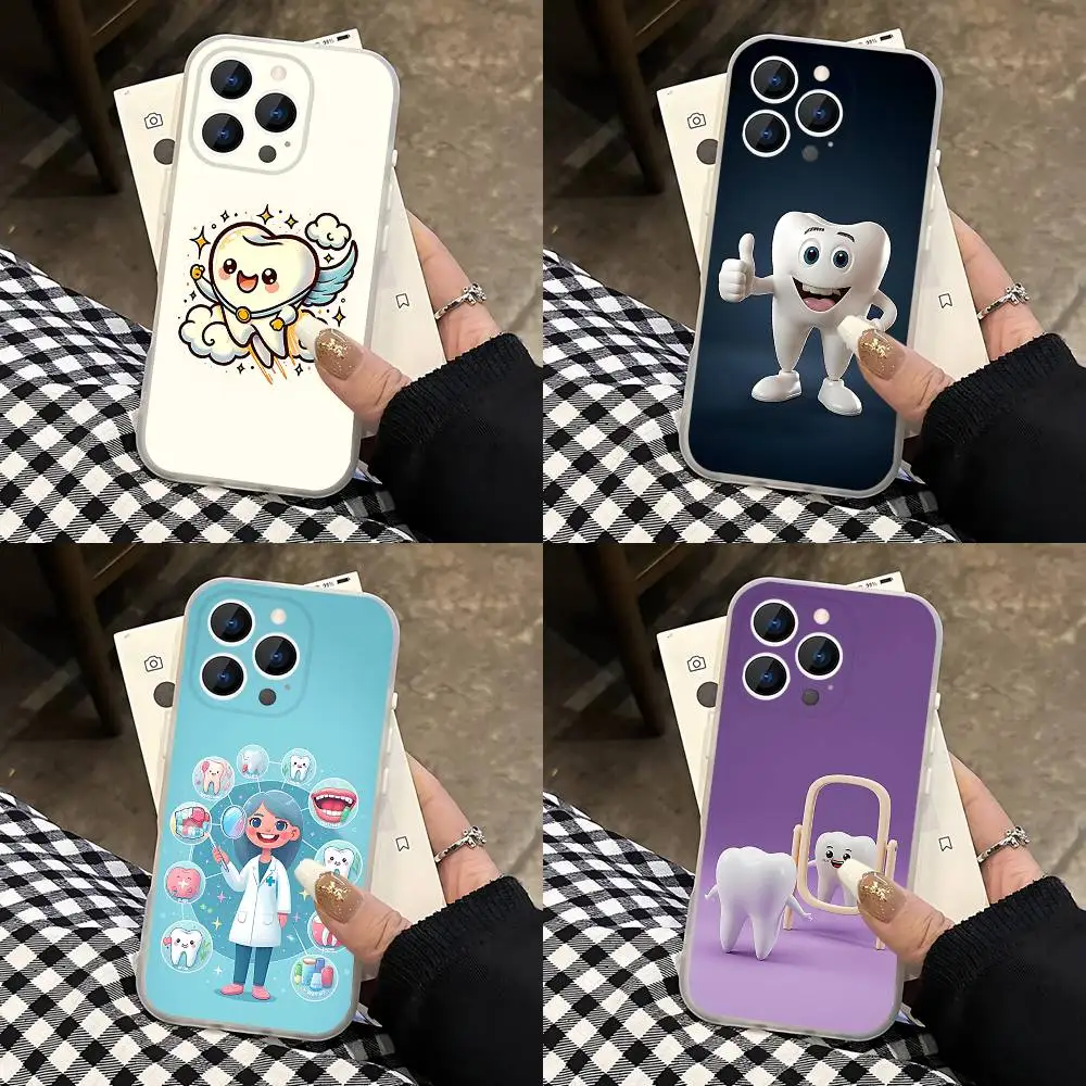 

Phone Case For iPhone 17,16,15,14,13,12,11 Pro,Max,Plus,Mini,Air,E Cartoon Teeth Dentist Magnetic Magsafe Frosted Transparent