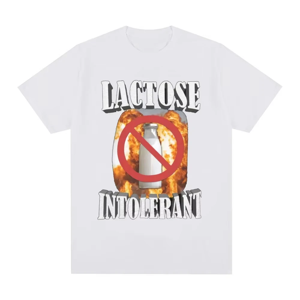 Funny Lactose Intolerant Graphic T-shirt Men's Clothing Fashion Hip Hop Vintage Short Sleeve T-shirts Cotton Tee Shirt Oversized