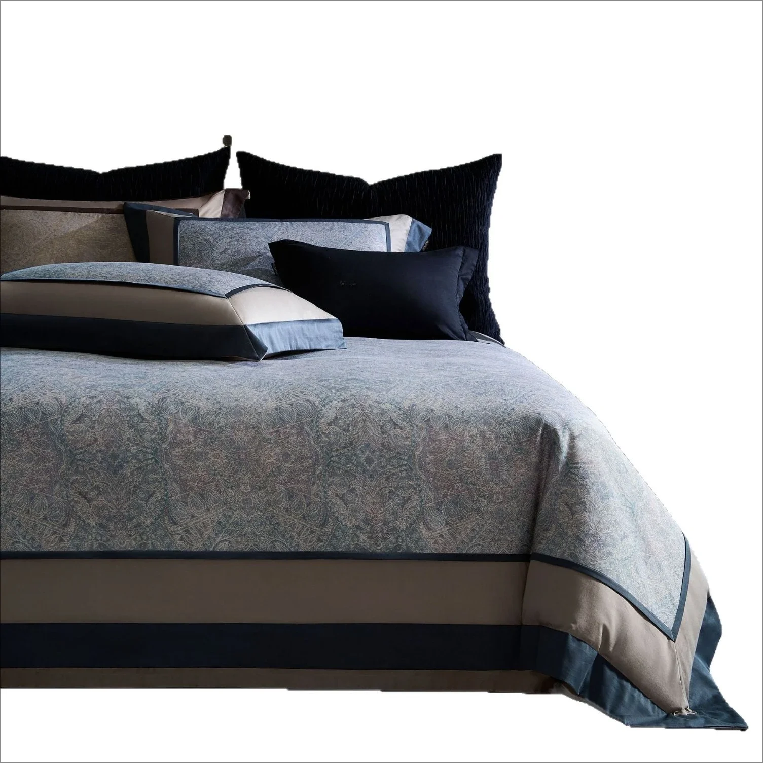 High-count island cotton four-piece light luxury high-grade cotton pure cotton digital printing naked sleeping satin long-staple