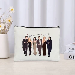 TV Show Friends Travel Cosmetic Organizer Kawaii Makeup Bag for Women Purse Eco-friendly Canvas Pencil Case Make up Pouch Bags