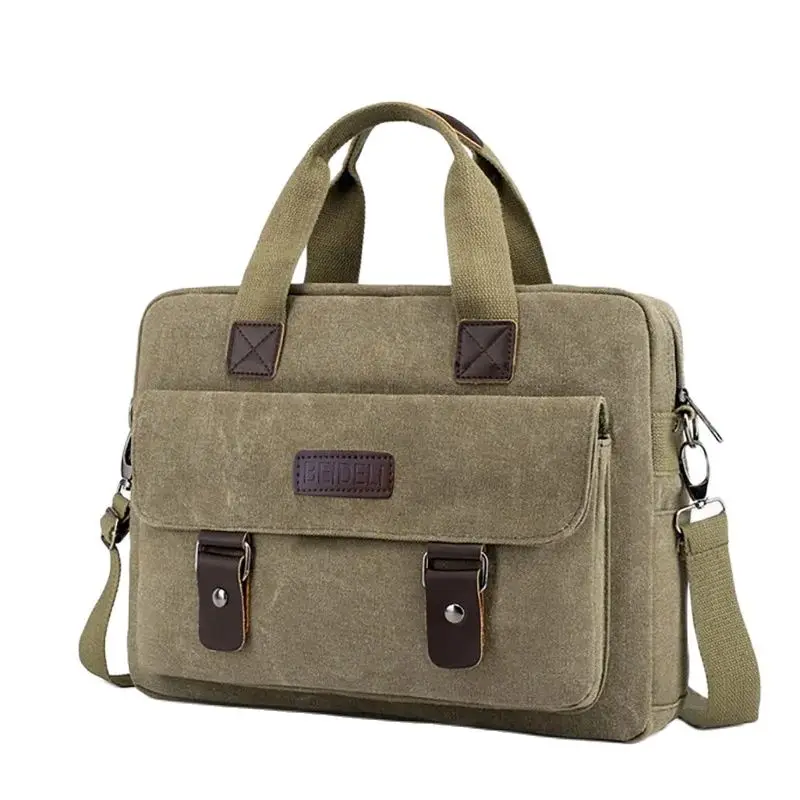 Męska płócienna torba listonoszka na ramię casualowa torba Crossbody w stylu Vintage o dużej pojemności torba ze sznurkiem podróży służbowych dla mężczyzn