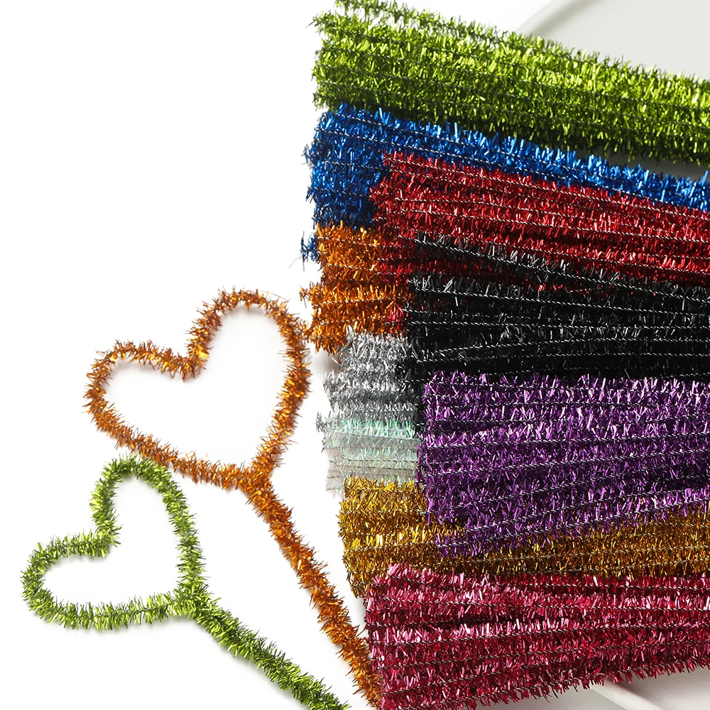 30 cm 100 stks Glitter Chenille Stengels Pijpreinigers Pluche Stengels Wired Sticks Kids Educatief DIY Kerst Craft Sieraden Maken