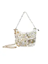 Bolsa de bolinho de concha tecida artesanal para férias de verão na praia, indústria pesada costurada à mão, tendência da moda de nicho, bolsa crossbody portátil